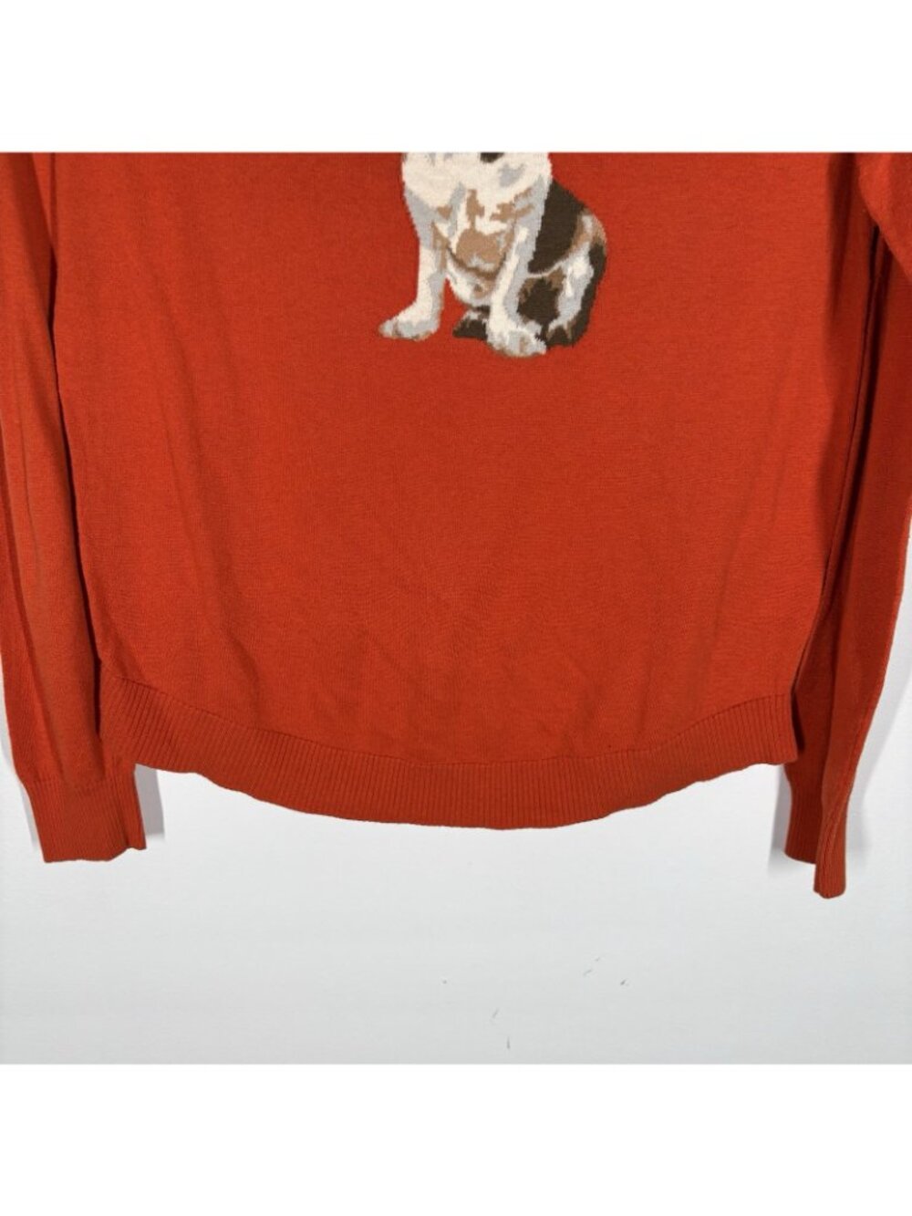 Tommy Hilfiger Womn M Orange Button Detail Basset Hound Graphic Pullover Sweater - Picture 3 of 10